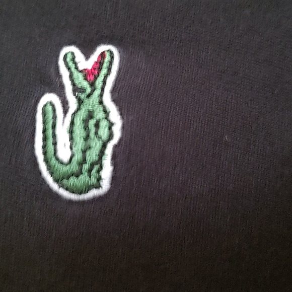 Lacoste Black V-neck Short Sleeve Tee w/ Alligator Logo - Picture 3 of 5